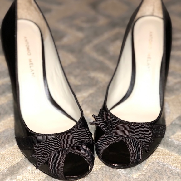 ANTONIO MELANI Patent Leather Peep-Toe Pumps - Picture 2 of 8
